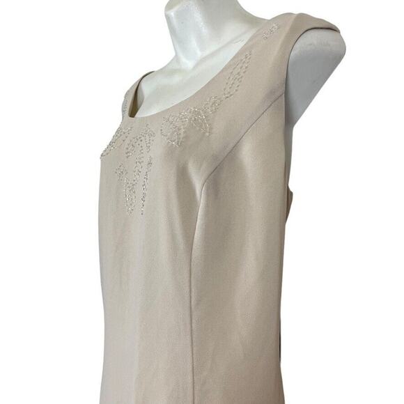 David's Bridal Womens Mother of the Bride Beaded Neutral Taupe Dress sz 16 WP - Picture 10 of 16